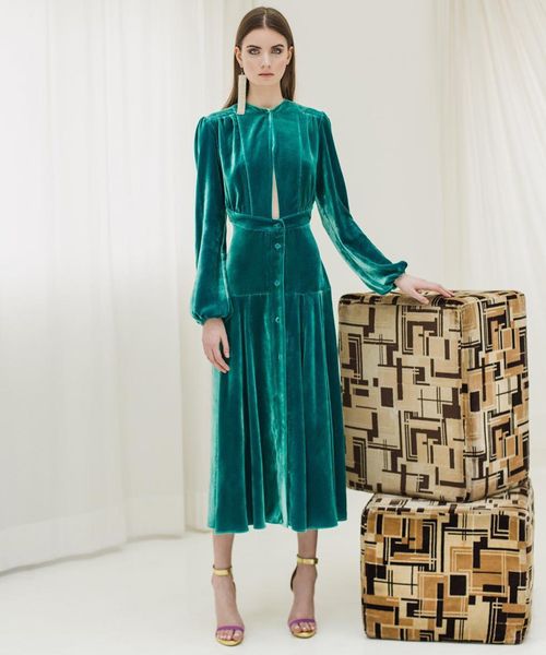 Green velvet dress Premium Outlet