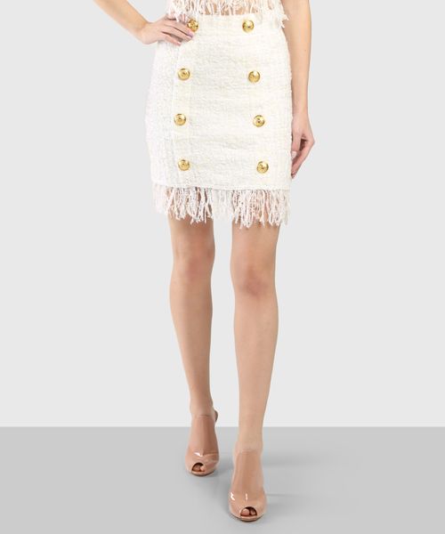 White skirt gold buttons hotsell