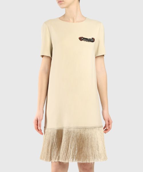 slim fit dress slacks Monika Dimova Champagne Sequin Dress