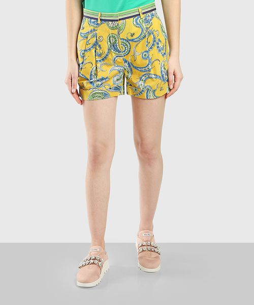 Yellow mini shorts with print Premium Outlet