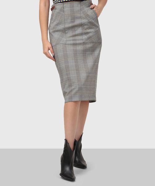 Grey plaid pencil skirt hotsell