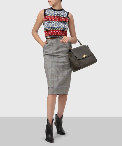 Grey plaid midi clearance skirt