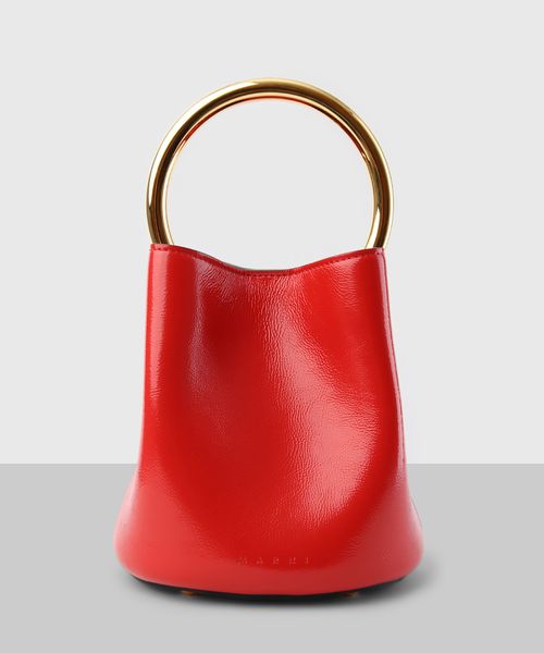 Metal handle tote bag in red Premium Outlet