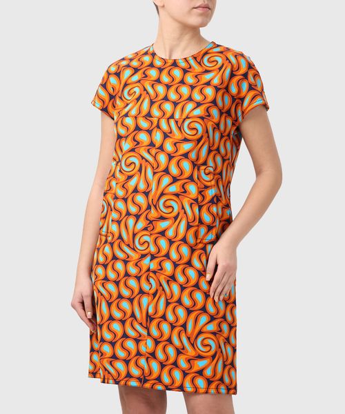 Orange and blue animal print cheap dress