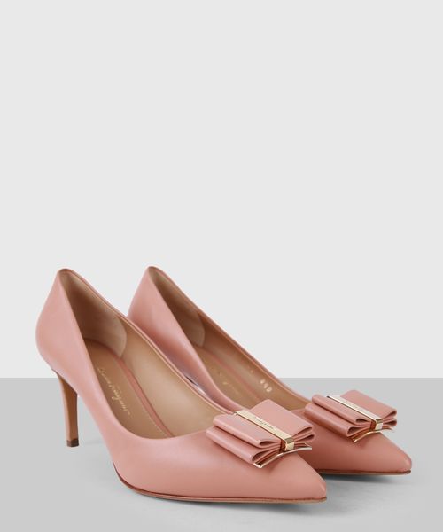 Salvatore Ferragamo Zeri High-Heel Metallic Leather Bow Pumps