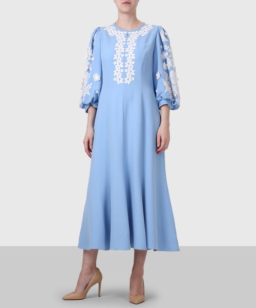 blue and white cotton midi dress Boden Women's Cary Cotton Midi Dress in Blue