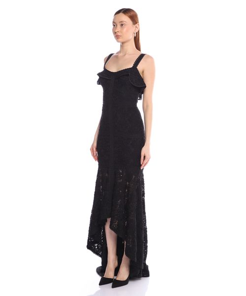 chinese dress ladies Pinot Grigio Long Sleeve Lace Maxi Dress Black main image 1
