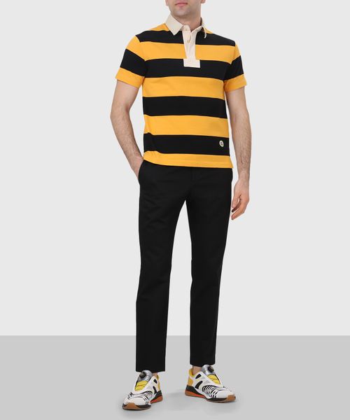 Striped polo shirt in yellow and black Premium Outlet