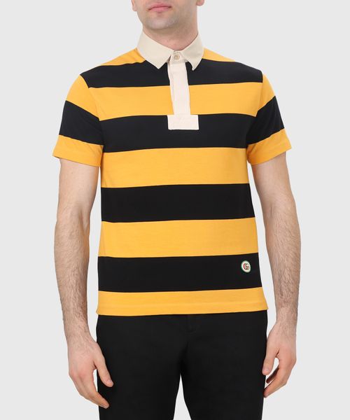 Striped polo shirt in yellow and black Premium Outlet