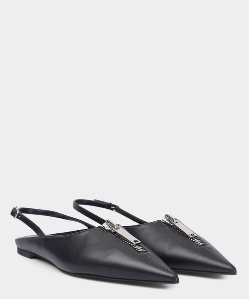 Slingback pointed mules with zip detail | Premium Outlet