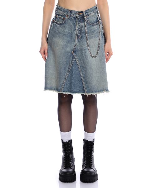 BALENCIAGA v waist denim skirt スカート Blue Pleated denim skirt Balenciaga - Vitkac Canada