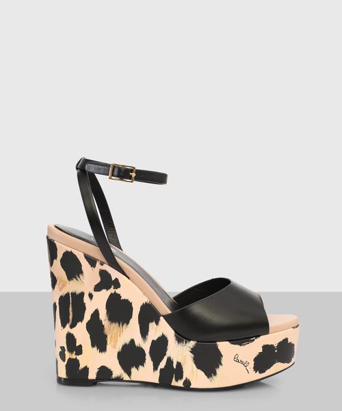 Leopard print wedge sandals on sale