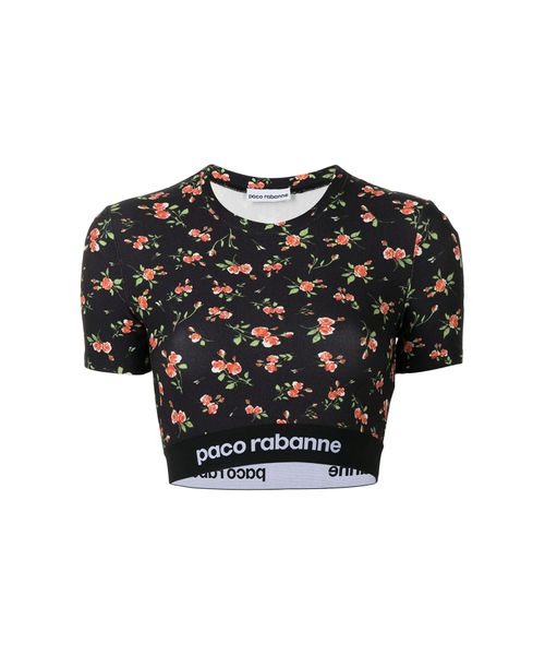 Tシャツ・カットソー Rabanne FW22 TOP CROPPED (22AJTO002VI0234_V137) Cropped t-shirt in printed cotton – Rabanne